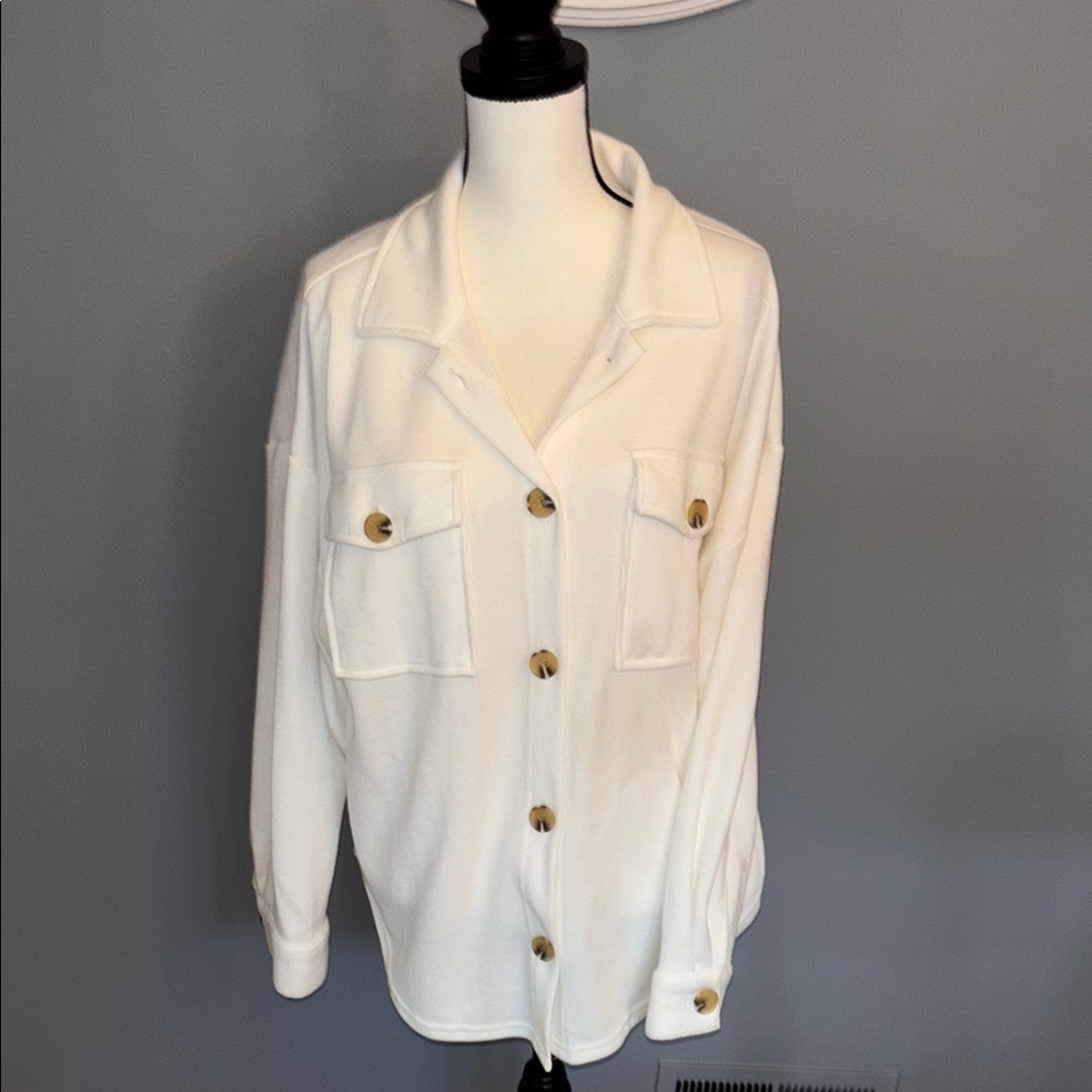 Hippie Rose White Button-Up Jacket Size Medium